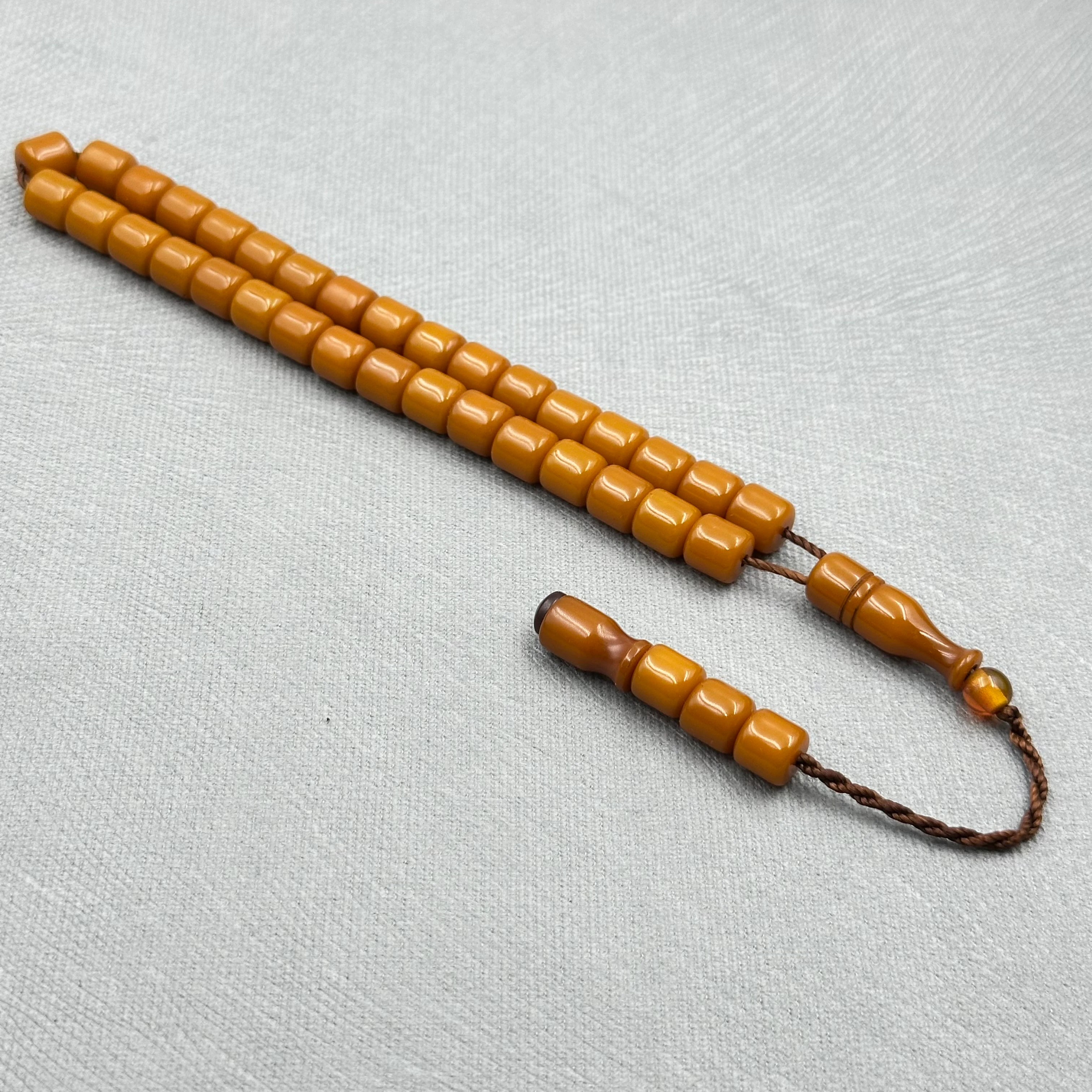 Turuncu Çubuk Kesim Sıkma Kehribar Tespih